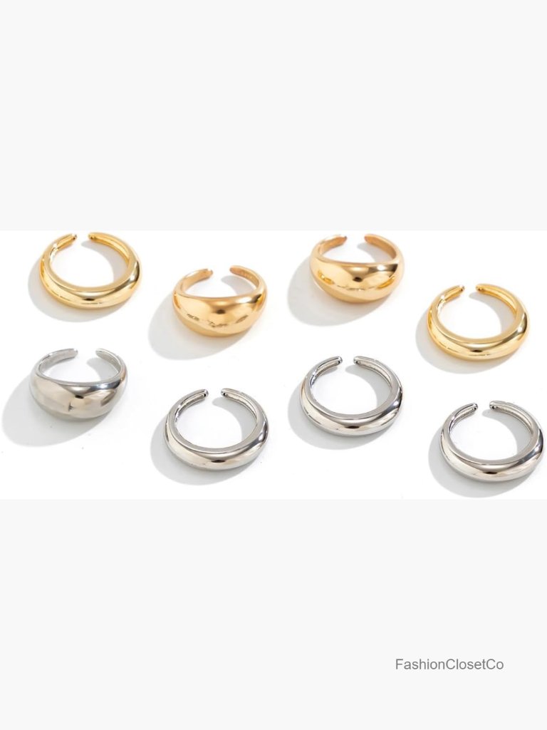 Gold Chunky Stacking Ring Set Open Knuckle Rings Women's Jewelry